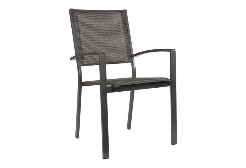 Gartentrends Gartenstuhl Mojito Negro, Armlehnstuhl, Stapelstuhl, Aluminium matt anthrazit - 55x95x65 (BxHxT) von Gartentrends