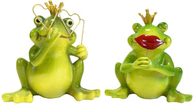 Denk Dekofigur 2er Set Frosch mit Kussmund oder Brille (2tlg), Frösche mit Kussmund oder Brille, 2er Set, Geschenkidee von Denk