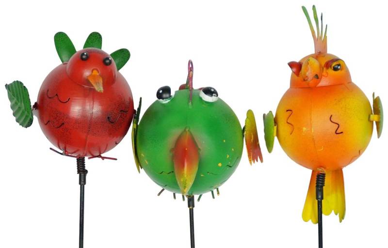 Denk Gartenstecker 3er Set bunte Gartenstecker fliegende Tiere, Gartenstecker, Gartendeko von Denk