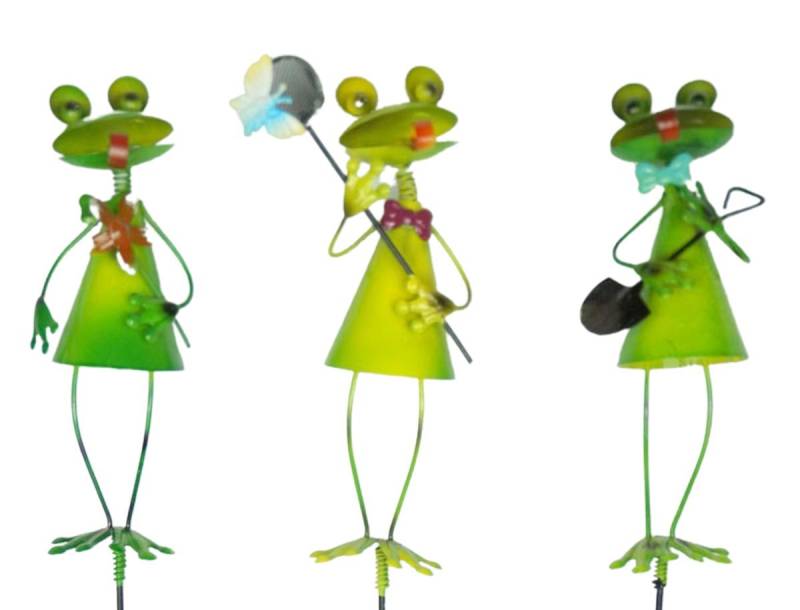 Denk Gartenstecker 3er Set schöne Gartenstecker Frösche, Blumenstecker, Gartendeko von Denk