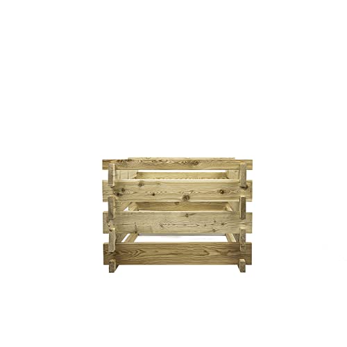 Holzkomposter Lärche 80x80xH60 cm mit Holz-Stecksystem Komposter Komposte Steckkomposter Kompostsilo von Gartenwelt Riegelsberger