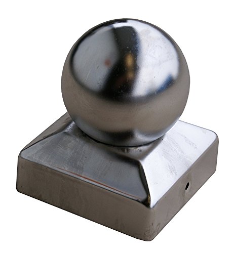 Gartenwelt Riegelsberger 25 Stück, Premium Pfostenkappe 91x91 mm aus Edelstahl mit Kugel Ø 8 cm für Pfosten 9x9 cm inkl. Schrauben Zaunkappe Abdeckkappe von Gartenwelt Riegelsberger