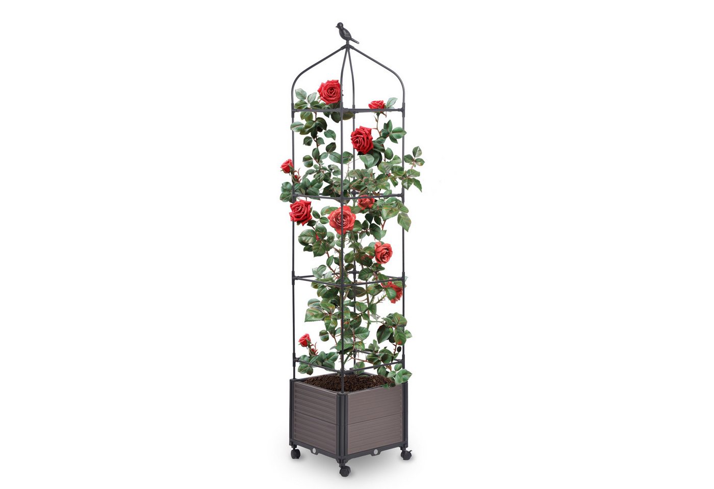 Gartenwelt Riegelsberger Blumenkasten mit Rankhilfe 42x42xH200 cm 4 Ebenen Blumentopf auf Rädern von Gartenwelt Riegelsberger