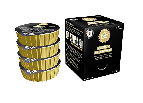 Gartenwelt Riegelsberger Die Kohlenmanufaktur Premium rauchfreie* Brennpaste 4X 50g aus 100% Bio-Ethanol klimaneutrales Verbrennen von Gartenwelt Riegelsberger