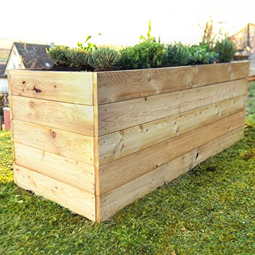Gartenwelt Riegelsberger Elegantes Hochbeet Kräuterbeet Pflanzbeet Lärche Gemüsebeet 180x80cm Höhe 71 cm aus Lärchenholz 27mm geriffelt von Gartenwelt Riegelsberger