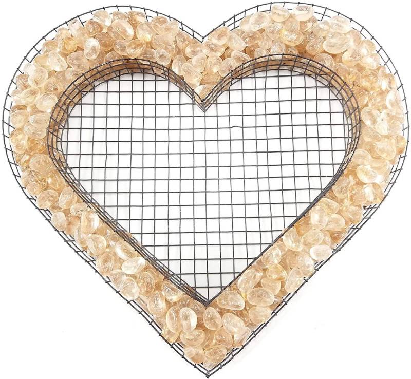 Gartenwelt Riegelsberger Gartenfigur Herz Gitter Grabschmuck Gartendekoration Verzierung mit Buntsteinen von Gartenwelt Riegelsberger