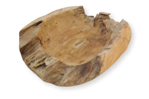 Gartenwelt Riegelsberger Schale Teak Holzschale Teakschale Sofia Ø ca. 30 cm Massiv Teakholz Natur Unikat Deko Rustikal von Gartenwelt Riegelsberger