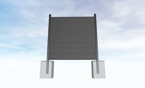 Gartenwelt Riegelsberger WPC Steckzaun Sichtschutz Zaun Gartenzaun Komplettset | 5 Zaunelemente 180x180cm anthrazit + 6 Pfosten anthrazit | zum Einbetonieren von Gartenwelt Riegelsberger