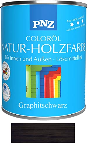 PNZ Natur-Holzfarbe Coloröl Holzschutz von Gartenwelt Riegelsberger Holzlasur UV-Schutz Premiumklasse Graphitschwarz anthrazit 0,75 Liter von Gartenwelt Riegelsberger