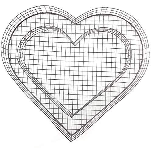 bellissa Herz-Gitter Pflanzschale - 99589 - Gabionen-Pflanzgefäß für Balkon, Terrasse und Garten - herzförmige Beet- und Grabdekoration mit Bodengitter - 37 x 34 x 4 cm von Gartenwelt Riegelsberger