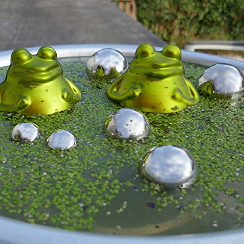 Gartenzaubereien Teich-Set Schwimmfrösche 2 x Frosch grün mit Silber Kugeln Deko für Miniteiche von Gartenzaubereien