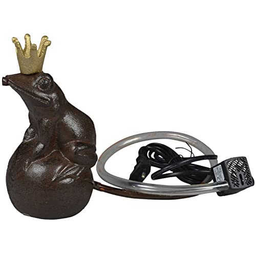 Wasserspeier Froschkönig auf Kugel mit Pumpe - 9x9xH19cm - braun (707 von Gartenzaubereien