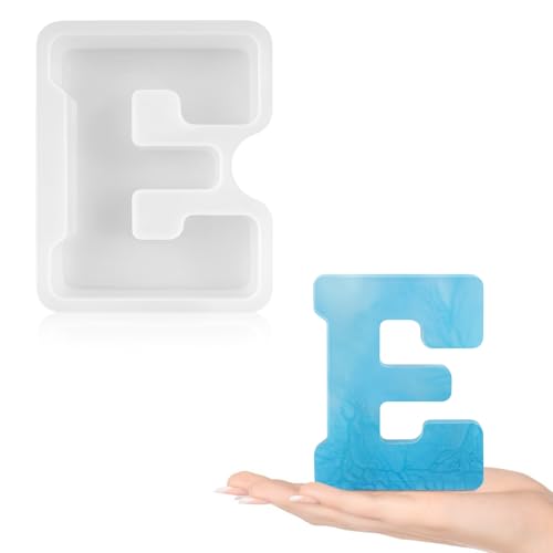 Gartful Harz-Buchstabenformen zum Gießen, E-Großbuchstaben-Alphabet, Harz-Silikonformen für Epoxidharz, dicke 3D-Silikon-Buchstabenformen für Buchstaben, Wortschilder, Kunst, Bastelarbeiten, Kerzen von Gartful