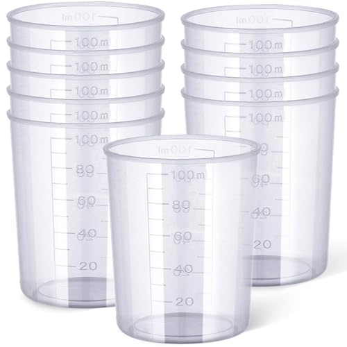 Gartful Kunststoff-Messbecher, 100 ml, Einweg-Mischbecher für Flüssigkeitsmessung, Epoxidharz, Basteln, Farbmischen, Kosmetikherstellung, 10 Packungen Gartful Kunststoff-Messbecher, 100 ml, Einweg-Mischbecher für Flüssigkeitsmessung, Epoxidharz, Basteln, Farbmischen, Kosmetikherstellung, 10 Packungen von Gartful