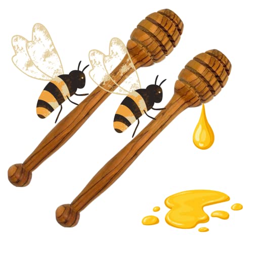 Gartiam Honiglöffel aus natürlichem Olivenholz 14 cm - handgefertigt - ein oder zweier Set (2) von Gartiam
