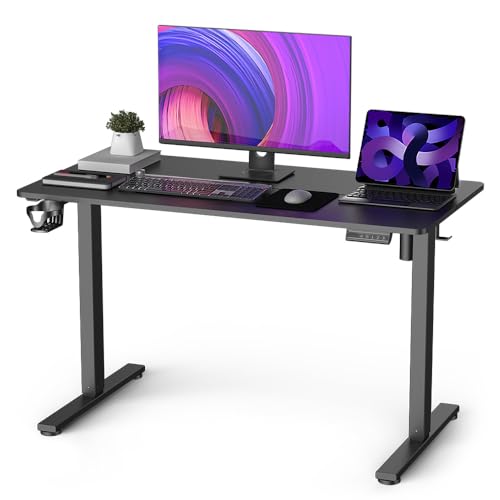 GartistGo Elektrischer Schreibtisch Höhenverstellbar 120x60cm, Sanfter Leiser Motor mit 3 Speicher-Voreinstellungen, Anti-Kollisionssystem, Stabiler Holz- und Metallrahmen für Home Office von GartistGo