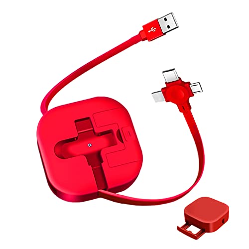 Gartmost Drei in einem Ladekabel, 3 in 1 Ladekabel einziehbar, 1 Meter Länge, Kompatible USB C(Type-C)/Micro USB/IP, Kompatibel mit Telefon, Android, Tablet (Rot) von Gartmost