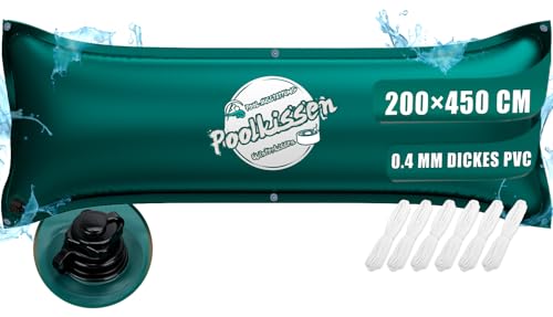 Gartstary Poolkissen Winter Rechteckig 200x450 cm XXL (für 320-750x550-860cm Pools)-Pool Kissen mit Doppelnaht zur Poolabdeckung-Luftkissen Pool für den Winter mit Boston Dual-Inflation Ventil(Grüner) von Gartstary