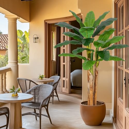 Garvee 180cm kunstpflanzen Bananenblättern mit weißen Topf,Künstliche Pflanzen mit 21 Blättern für Zimmer Deko Büro Schlafzimmer Badezimmer Garten (180cm) von Garvee