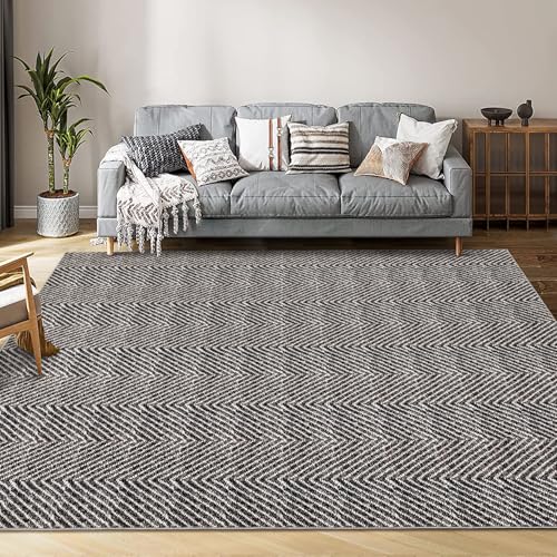 Garvee Bedruckter Teppich mit geflochtener Textur, groß, weich, maschinenwaschbar, Boho-Teppich, leicht zu reinigen, rutschfest, für Wohnzimmer, Schlafzimmer und langlebige Heimdekoration (Kamel) von Garvee