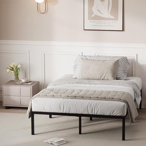 Garvee Bett 100x190 cm - Höhe 36 cm Mit Stauraum Unter Dem Bett - Metall Plattform Bettgestell - Schwarz von Garvee