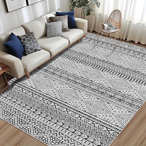 Garvee Boho-Teppich für Wohnzimmer, maschinenwaschbar, schmutzabweisend, rutschfest, großer Teppich für Wohnzimmer/Esszimmer und Heimdekoration, fusselfrei, niedriger Flor, 3 x 3 m, Schwarz Garvee Boho-Teppich für Wohnzimmer, maschinenwaschbar, schmutzabweisend, rutschfest, großer Teppich für Wohnzimmer/Esszimmer und Heimdekoration, fusselfrei, niedriger Flor, 3 x 3 m, Schwarz von Garvee