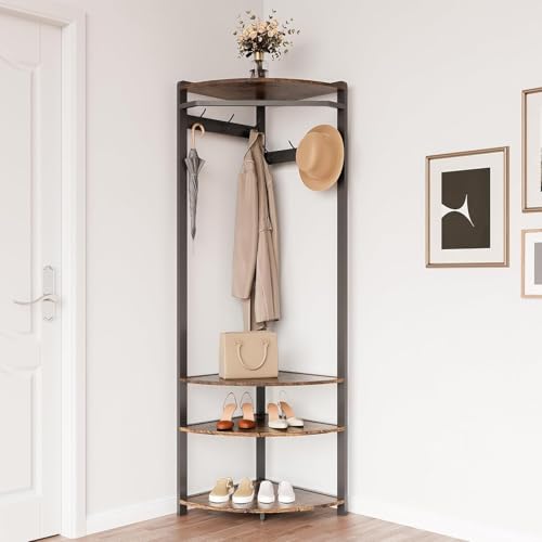 Garvee Garderobenständer Kleiderständer Garderobe mit 6 Doppelhaken 2 Ablagen Aufbewahrungsregal für Schuhe und Boxen Offene Kleiderständer platzsparend für Schlafzimmer Wohnzimmer Flur und Büro Retro Garvee Garderobenständer Kleiderständer Garderobe mit 6 Doppelhaken 2 Ablagen Aufbewahrungsregal für Schuhe und Boxen Offene Kleiderständer platzsparend für Schlafzimmer Wohnzimmer Flur und Büro Retro von Garvee