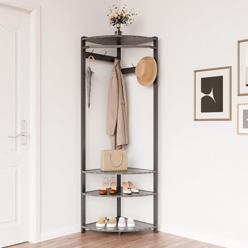 Garvee Garderobenständer Kleiderständer Garderobe mit 6 Doppelhaken 2 Ablagen Aufbewahrungsregal für Schuhe und Boxen Offene Kleiderständer platzsparend für Schlafzimmer Wohnzimmer Flur und Büro Grau Garvee Garderobenständer Kleiderständer Garderobe mit 6 Doppelhaken 2 Ablagen Aufbewahrungsregal für Schuhe und Boxen Offene Kleiderständer platzsparend für Schlafzimmer Wohnzimmer Flur und Büro Grau von Garvee
