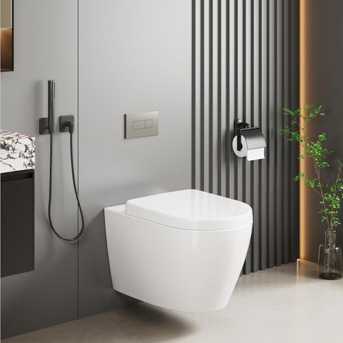 Garvee HäNge-WC SpüLrandlos | Moderne Toilette WC Set | TiefspüLer HäNge WC | Toilettendeckel D Form | WC Sitz Mit Absenkautomatik | GäSte WC | Lang 51cm, Weiß Garvee HäNge-WC SpüLrandlos | Moderne Toilette WC Set | TiefspüLer HäNge WC | Toilettendeckel D Form | WC Sitz Mit Absenkautomatik | GäSte WC | Lang 51cm, Weiß von Garvee