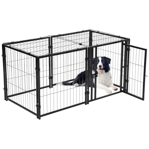 Garvee Hundekäfig Hochbelastbar,Hundebox Mit Bodenschale,Schwerlast Tragbar Klappbar Mit Radern, 2 Türen, Schwarz Garvee Hundekäfig Hochbelastbar,Hundebox Mit Bodenschale,Schwerlast Tragbar Klappbar Mit Radern, 2 Türen, Schwarz von Garvee