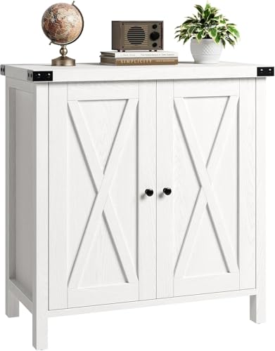 Garvee Küchenschrank Sideboard mit Türen Buffetschrank mit Arbeitsplatten Küchenbuffet mit verstellbarem Regal Landhausstil für Küche, Wohnzimmer, Esszimmer weiß 40x80x80 cm von Garvee