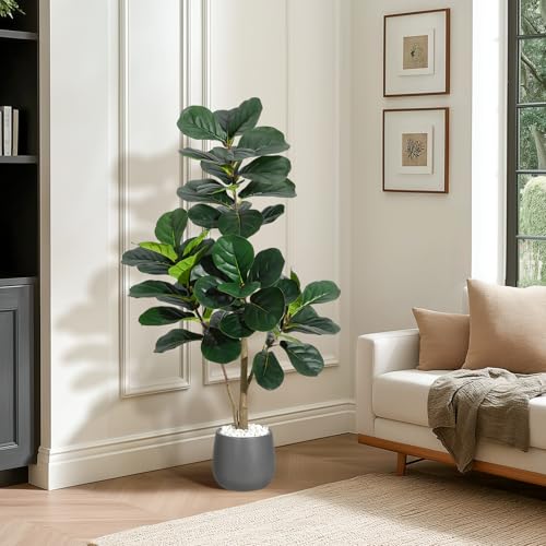Garvee Kunstpflanze Fiddle Feigenbaum 120Cm Künstliche Pflanzen Groß Mit Schotter Und Moos,Plastikpflanzen Mit Weiß Topf Und Schotter, Für Home Decor Zimmerdeko Schlafzimmer Dekoration Garvee Kunstpflanze Fiddle Feigenbaum 120Cm Künstliche Pflanzen Groß Mit Schotter Und Moos,Plastikpflanzen Mit Weiß Topf Und Schotter, Für Home Decor Zimmerdeko Schlafzimmer Dekoration von Garvee
