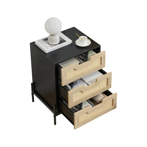 Garvee Nachttisch Rattan Beistelltisch mit 3 Schubladen Nachtkommode Nachtschrank Platzsparender Nachttisch für Wohnzimmer Schlafzimmer Arbeitszimmer 48 x 40 x 64 cm Schwarz Garvee Nachttisch Rattan Beistelltisch mit 3 Schubladen Nachtkommode Nachtschrank Platzsparender Nachttisch für Wohnzimmer Schlafzimmer Arbeitszimmer 48 x 40 x 64 cm Schwarz von Garvee