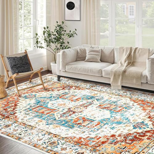 Garvee Orientalische waschbare Teppiche, ultradünn, rutschfest, weich, Vintage-Teppich, für Schlafzimmer, Wohnzimmer, Esszimmer und Büro, schmutzabweisend und langlebig, Rot Garvee Orientalische waschbare Teppiche, ultradünn, rutschfest, weich, Vintage-Teppich, für Schlafzimmer, Wohnzimmer, Esszimmer und Büro, schmutzabweisend und langlebig, Rot von Garvee