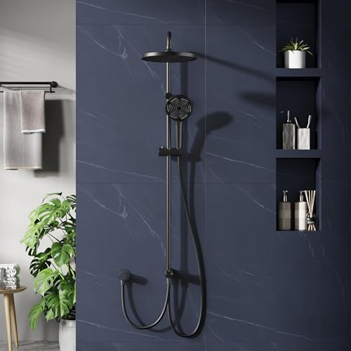 Garvee Regendusche set ohne Armatur, Duschsystem mit Duschkopf Duschgarnitur Edelstahl Duschsäule Überkopfbrause set Kopfbrause Schwarz Rund 25cm Garvee Regendusche set ohne Armatur, Duschsystem mit Duschkopf Duschgarnitur Edelstahl Duschsäule Überkopfbrause set Kopfbrause Schwarz Rund 25cm von Garvee