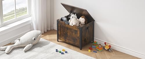 Garvee Sitzbank Mit Stauraum 60Cm, Truhe Mit Stauraum, Sitztruhe Sitzbox Aufbewahrungsbox Klappbare, Bettbank Schlafzimmer, Belastbar Bis 130Kg, PU Dunkelgrau von Garvee