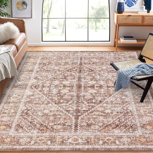 Garvee Vintage-Teppich, waschbar, faltbar, Used-Look, rutschfest, orientalischer Druck, niedriger Flor, für den Innenbereich, fusselfrei, dünne Bodenmatte für Schlafzimmer, Eingangsbereich, Beige Garvee Vintage-Teppich, waschbar, faltbar, Used-Look, rutschfest, orientalischer Druck, niedriger Flor, für den Innenbereich, fusselfrei, dünne Bodenmatte für Schlafzimmer, Eingangsbereich, Beige von Garvee