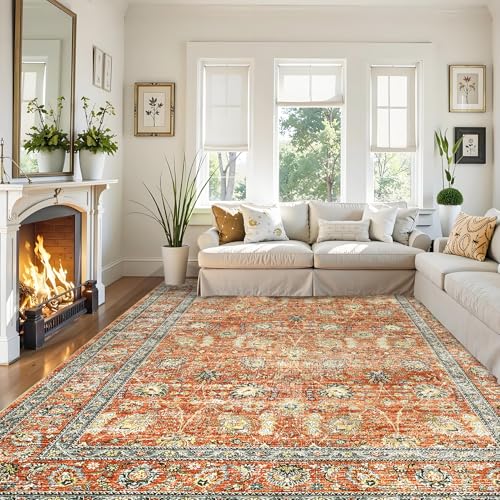 Garvee Waschbare Teppiche für Wohnzimmer, 20,3 x 25,4 cm, schmutzabweisend, rutschfest, Pastellfarben, orientalisch, große Teppiche für Schlafzimmer, Esszimmer, Küche, Rot Garvee Waschbare Teppiche für Wohnzimmer, 20,3 x 25,4 cm, schmutzabweisend, rutschfest, Pastellfarben, orientalisch, große Teppiche für Schlafzimmer, Esszimmer, Küche, Rot von Garvee