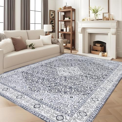 Garvee Waschbarer Teppich für Wohnzimmer, 15,2 x 22,9 cm, Schlafzimmerteppich, neutral, stimmungsvoll, Vintage, traditionelle Esszimmerteppiche, Büro, weich, bequem, rutschfest, Grau Garvee Waschbarer Teppich für Wohnzimmer, 15,2 x 22,9 cm, Schlafzimmerteppich, neutral, stimmungsvoll, Vintage, traditionelle Esszimmerteppiche, Büro, weich, bequem, rutschfest, Grau von Garvee