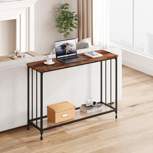 Garvee Konsolentisch mit Ablagen Schmaler Sofatisch 85 x 30 x 81 Beistelltisch mit Metallrahmen Eingangstisch Flurtisch Sofatisch für Wohnzimmer Eingang Flur Retro von Garvee