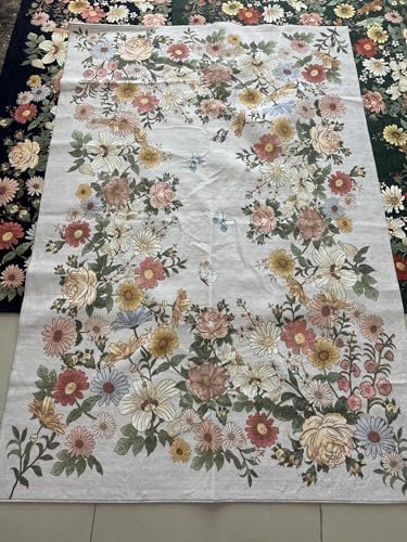 Teppiche für Wohnzimmer, 10,2 x 15,2 cm, waschbar, Blumenmuster, rutschfest, weich, niedriger Flor, ultradünn, für Eingangsbereich, Küche, Schlafzimmer, Beige Teppiche für Wohnzimmer, 10,2 x 15,2 cm, waschbar, Blumenmuster, rutschfest, weich, niedriger Flor, ultradünn, für Eingangsbereich, Küche, Schlafzimmer, Beige von Garvee