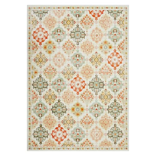 GarveeHome Boho-Teppich mit Schachbrettmuster, waschbar, für Schlafzimmer, Wohnzimmer, rutschfest, orientalischer Akzent, für Küche, Büro, Eingangsbereich, Badezimmer, Büro, Orange, 274 x 366 cm GarveeHome Boho-Teppich mit Schachbrettmuster, waschbar, für Schlafzimmer, Wohnzimmer, rutschfest, orientalischer Akzent, für Küche, Büro, Eingangsbereich, Badezimmer, Büro, Orange, 274 x 366 cm von GarveeHome