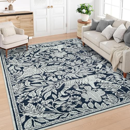 GarveeHome Waschbare Teppiche, 12,7 x 17,8 cm, weicher Vintage-Tigerdruck, Teppiche für Schlafzimmer, Wohnzimmer, niedriger Flor, rutschfest, Wald, großer Überwurf, Teppich für Bauernhaus, Esszimmer GarveeHome Waschbare Teppiche, 12,7 x 17,8 cm, weicher Vintage-Tigerdruck, Teppiche für Schlafzimmer, Wohnzimmer, niedriger Flor, rutschfest, Wald, großer Überwurf, Teppich für Bauernhaus, Esszimmer von GarveeHome