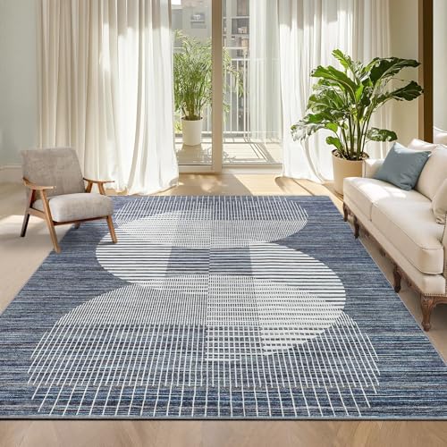 GarveeHome Waschbarer Teppich, modern, geometrischer Teppich für Wohnzimmer und Schlafzimmer, weicher, Rutschfester Überwurf für Esstisch, niedriger Flor, mit gestreiften Linien und halbrunden Druck GarveeHome Waschbarer Teppich, modern, geometrischer Teppich für Wohnzimmer und Schlafzimmer, weicher, Rutschfester Überwurf für Esstisch, niedriger Flor, mit gestreiften Linien und halbrunden Druck von GarveeHome