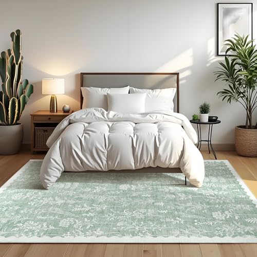 GarveeHome Waschbarer Teppich für Wohnzimmer, florales gewelltes Schlafzimmer, rutschfest, Esstisch, einfarbig, neutrale Überwurfmatte, botanischer Teppich, Teppich für Eingang, Keller, Wohnheim GarveeHome Waschbarer Teppich für Wohnzimmer, florales gewelltes Schlafzimmer, rutschfest, Esstisch, einfarbig, neutrale Überwurfmatte, botanischer Teppich, Teppich für Eingang, Keller, Wohnheim von GarveeHome