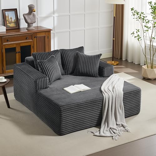 Übergroße Chaiselongue für den Innenbereich, breiter Kordsamt, Zweisitzer mit 4 Kissen, Armlehnen, bequeme, flauschige Leselounge, keine Montage erforderlich, tiefer Sitz, Sofa, Stühle für Wohnzimmer Übergroße Chaiselongue für den Innenbereich, breiter Kordsamt, Zweisitzer mit 4 Kissen, Armlehnen, bequeme, flauschige Leselounge, keine Montage erforderlich, tiefer Sitz, Sofa, Stühle für Wohnzimmer von GarveeHome