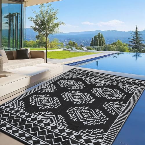 GarveeLife Outdoor-Teppich, 20,3 x 25,4 cm, wasserdicht, Kunststoff, Stroh, Terrassenteppich, UV-beständig, faltbar, modern, wendbar, leicht, für Camping, Strand, Picknick, Wohnmobil, Hinterhof von GarveeLife