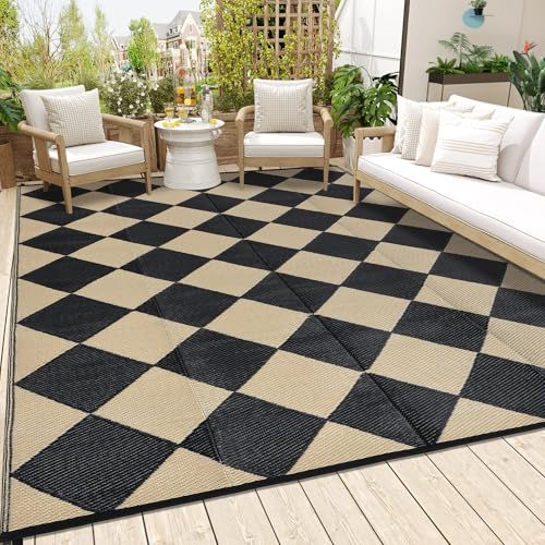 GarveeLife Outdoor-Teppich für Terrasse, wendbar, Kunststoff, Strohteppich, wasserdicht, Campingteppich, tragbar, faltbar, leicht, Matte für Wohnmobil, Terrasse, Hinterhof, Deck, Picknick, Strand von GarveeLife