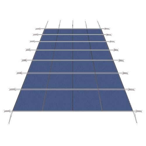 Sicherheits-Poolabdeckungen für Pools, rechteckige Sicherheits-Schwimmbadabdeckung mit Mittelstufe, Netzgewebe, langlebige Poolabdeckung für Innenpools mit Installationswerkzeugen, Blau von GarveeLife