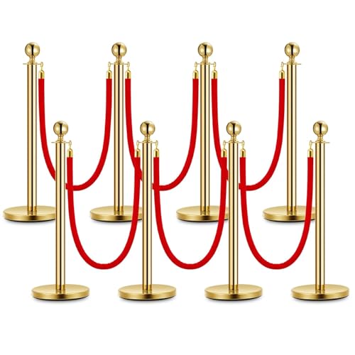Edelstahl Absperrpfosten Seil Abgrenzungsständer Kugelkopf 6 Rote Samtseile Goldene Säule 8 Packung Crowd Control Barriers für Theater Partys Hochzeit Museen Ausstellung Edelstahl Absperrpfosten Seil Abgrenzungsständer Kugelkopf 6 Rote Samtseile Goldene Säule 8 Packung Crowd Control Barriers für Theater Partys Hochzeit Museen Ausstellung von GarveeMore